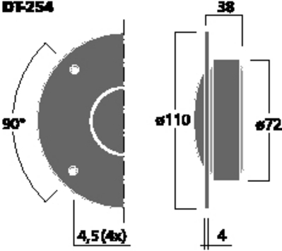 Monacor DT-254 Einbaumaße